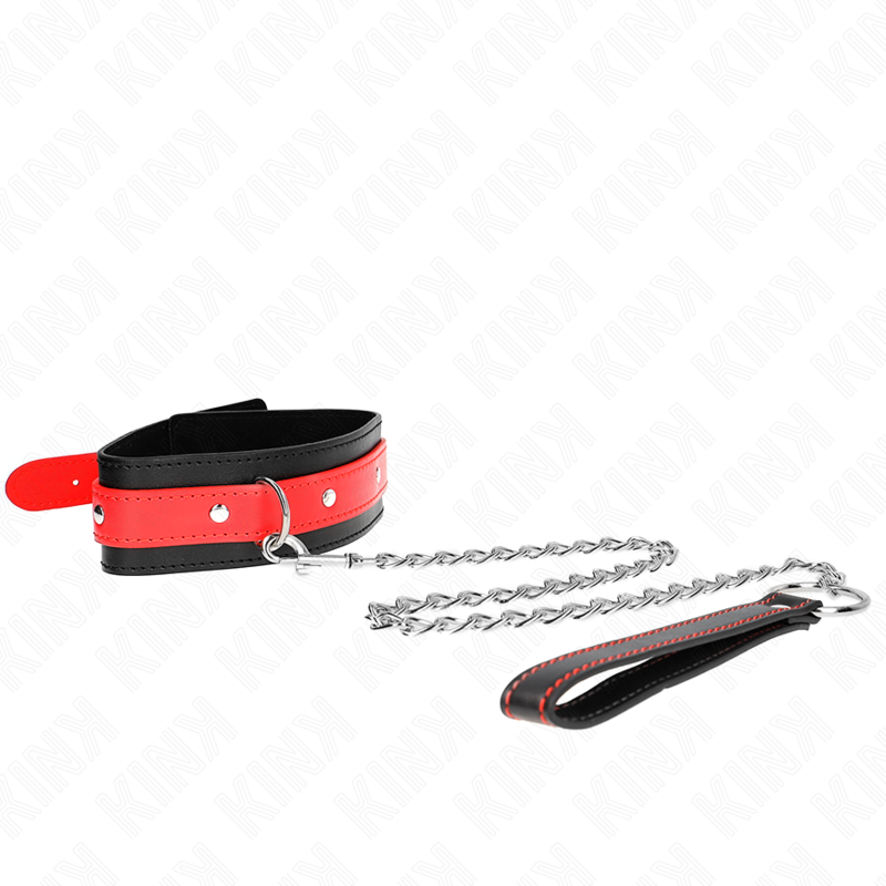 KINK COLLAR & GAG Collier Bracelet Rouge 65 Cm Ajustable 36-43 Cm X 5 Cm — vue détaillée