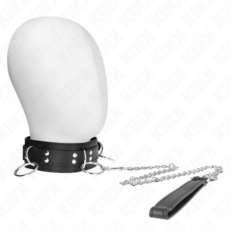 KINK COLLAR & GAG Collier Esclavage 3 Anneaux Sangle 80 Cm 53 X 5 Cm - Aura Intime