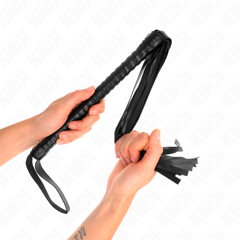 KINK IMPACT & TOUCH Fouet Manche Texturé Noir 48,5 Cm - Aura Intime