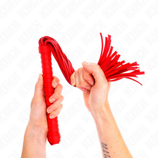 KINK IMPACT & TOUCH Fouet Manche Texturé Rouge 48,5 Cm - Aura Intime