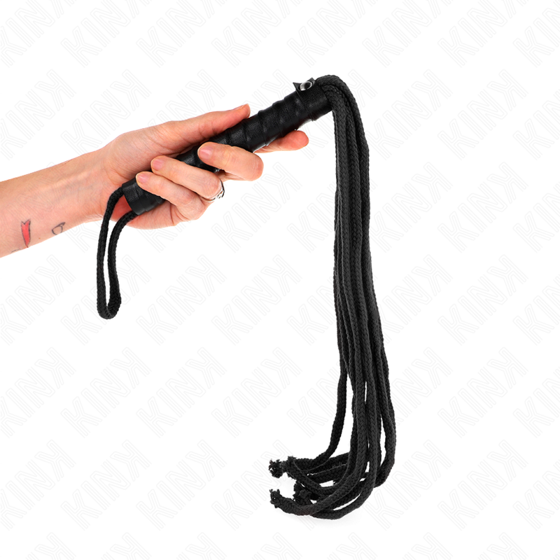 KINK IMPACT & TOUCH Fouet Corde Noire 56 Cm - Aura Intime
