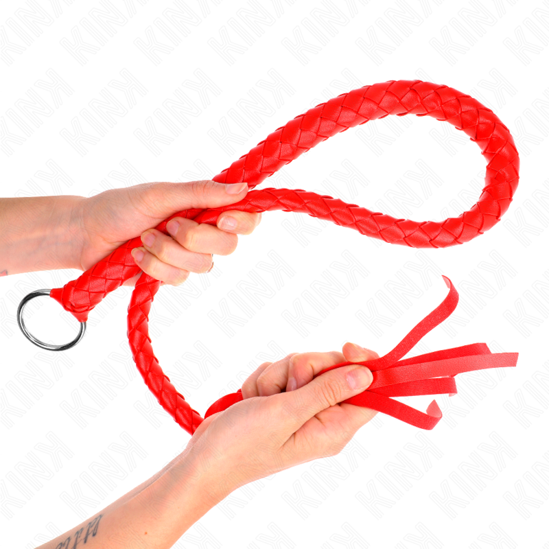 KINK IMPACT & TOUCH Fouet Serpent Anneau Rouge 65 Cm - Aura Intime