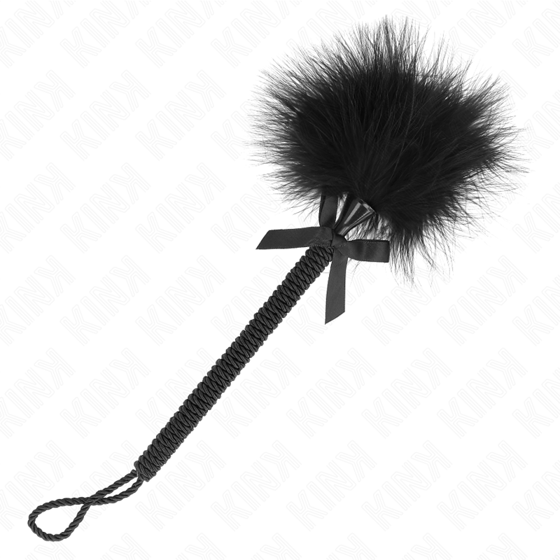 KINK IMPACT & TOUCH Baguette Corde Nylon Plumes Chatouillantes Noeud Noir 25 Cm — vue détaillée