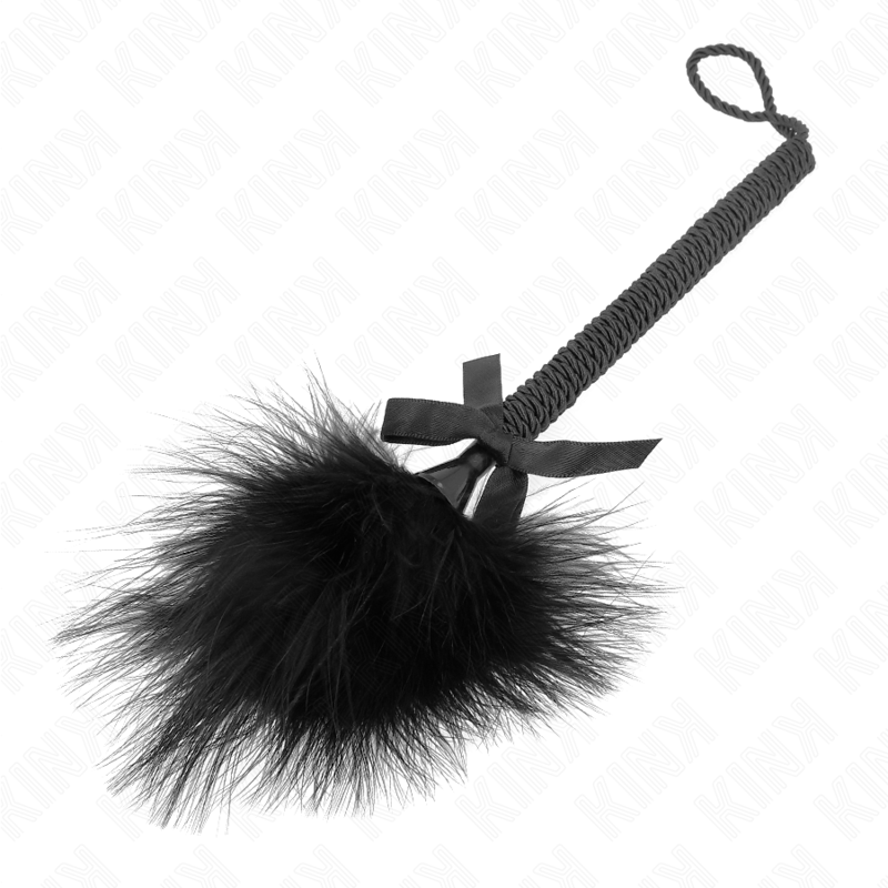 KINK IMPACT & TOUCH Baguette Corde Nylon Plumes Chatouillantes Noeud Noir 25 Cm — accessoires inclus