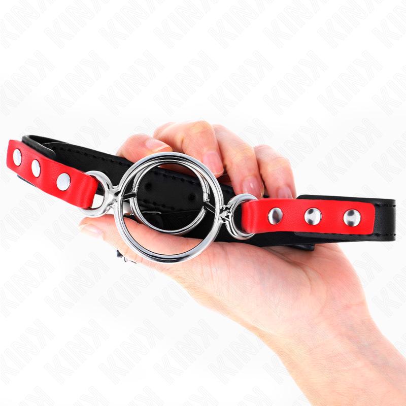 KINK COLLAR & GAG Gag Plusieurs O-Rings 4 / 4,8 Cm Rouge 38 X 56 Cm - Aura Intime