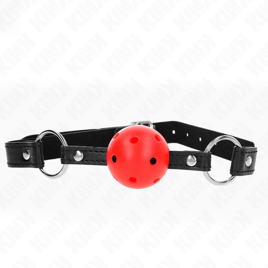 KINK COLLAR & GAG Boule Creuse Dure Rouge 4,5 Cm Gag Modele 1 63,5 X 2 Cm - Aura Intime