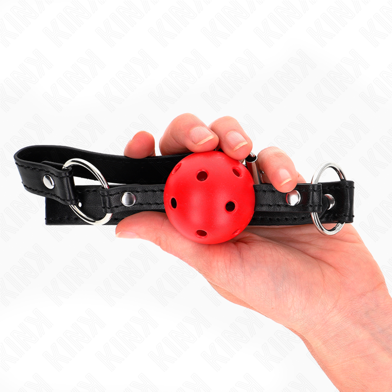 KINK COLLAR & GAG Boule Creuse Dure Rouge 4,5 Cm Gag Modele 1 63,5 X 2 Cm — vue alternative