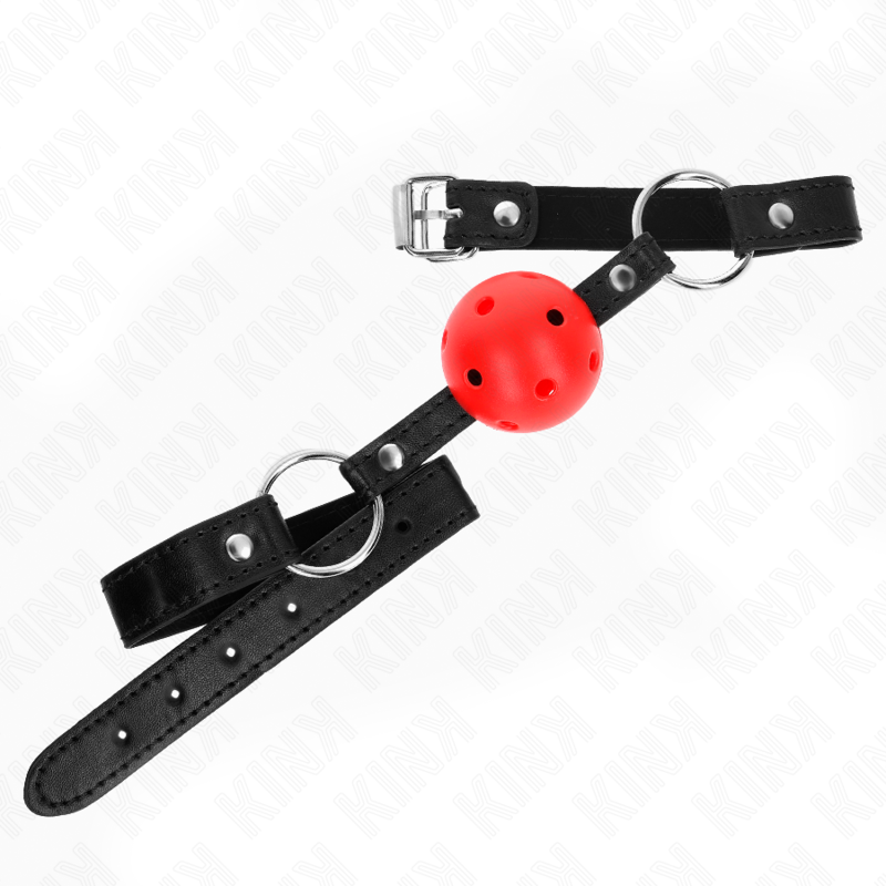 KINK COLLAR & GAG Boule Creuse Dure Rouge 4,5 Cm Gag Modele 1 63,5 X 2 Cm — vue détaillée