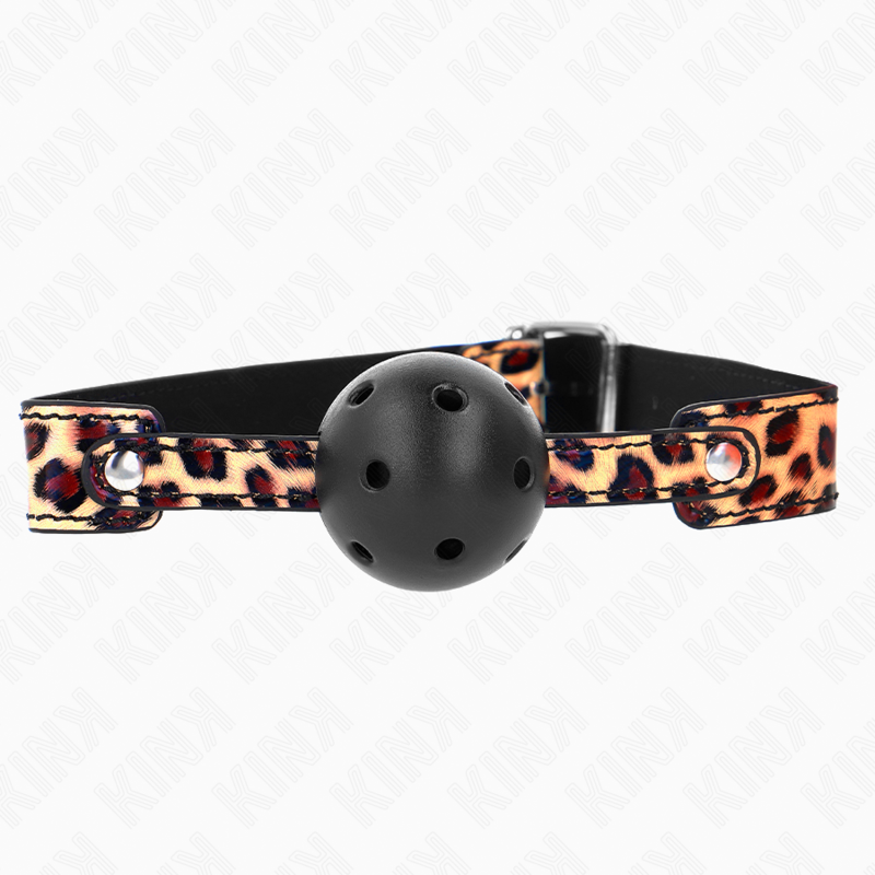 KINK COLLAR & GAG Balle Respirante Léopard 4,5 Cm Bag 65 X 2,5 Cm — vue détaillée