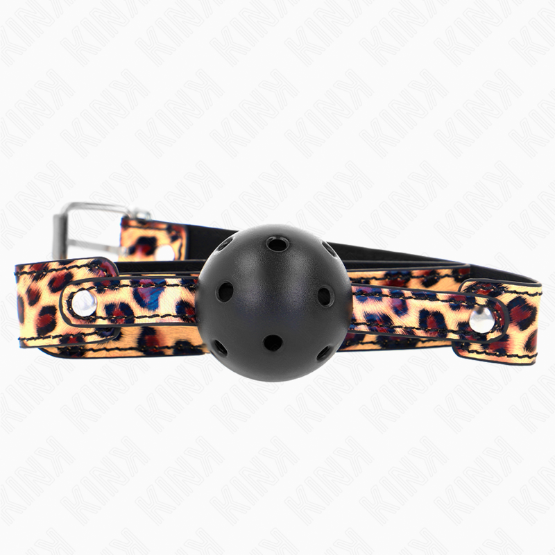 KINK COLLAR & GAG Balle Respirante Léopard 4,5 Cm Bag 65 X 2,5 Cm - Aura Intime
