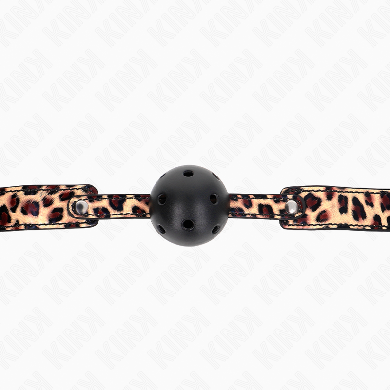 KINK COLLAR & GAG Balle Respirante Léopard 4,5 Cm Bag 65 X 2,5 Cm — accessoires inclus