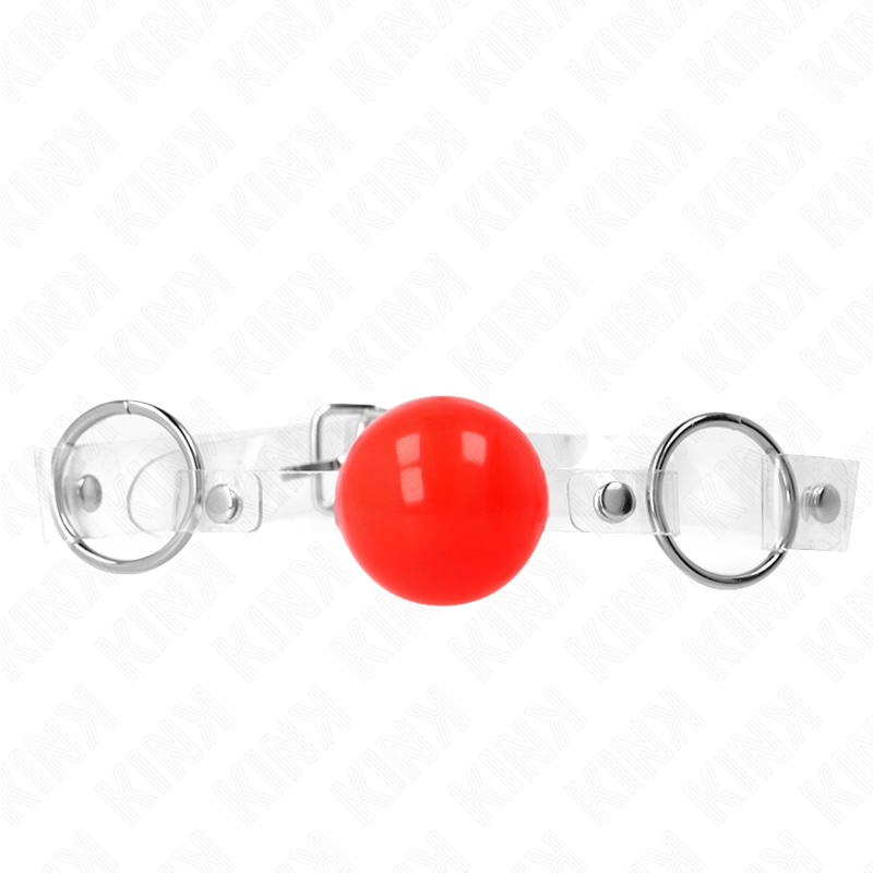 KINK COLLAR & GAG Balle Pvc Transparente Rouge 4 Cm Bag Ajustable - Aura Intime