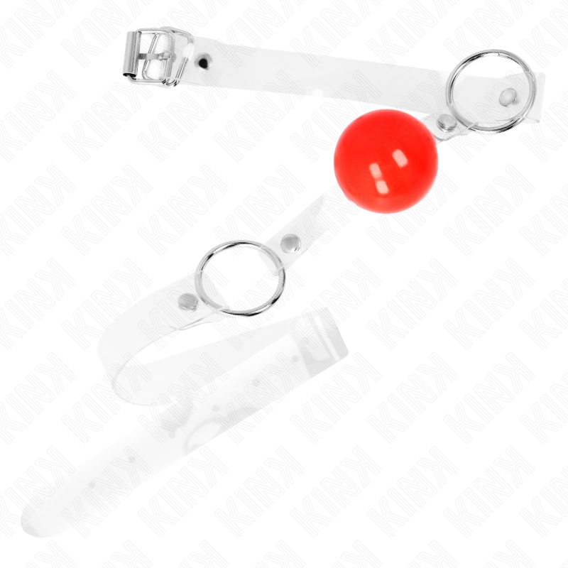 KINK COLLAR & GAG Balle Pvc Transparente Rouge 4 Cm Bag Ajustable — vue détaillée