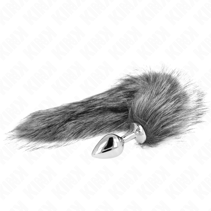 KINK PLEASURE PLUGS Plug Anal Taille M 8 X 3,5 Cm Queue Synthétique 40 Cm Gris — vue détaillée