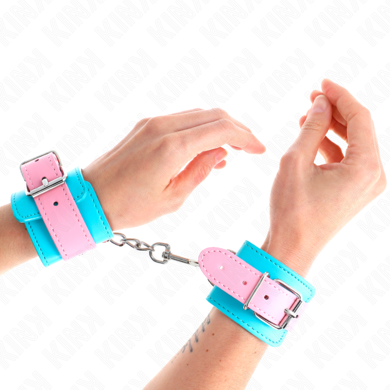 KINK WRIST RESTRAINT Mignons Attentes-Poignets Bleu/Rose Ajustables 16-28 Cm X... - Aura Intime