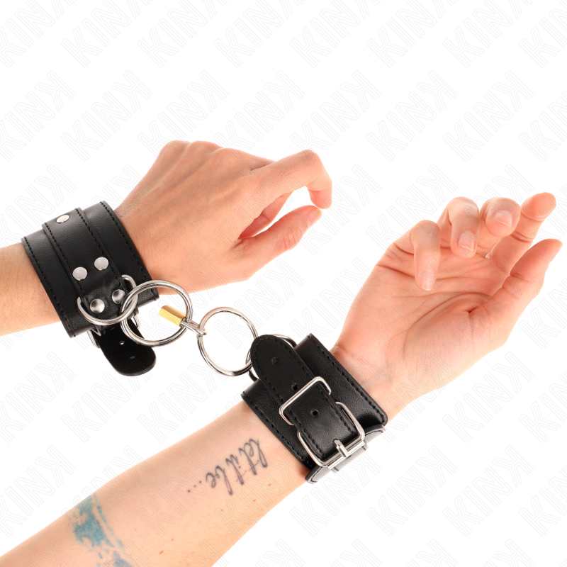 KINK WRIST RESTRAINT Appareils-Poignets Verrouillés Par Joint Torique Noir Rég... - Aura Intime