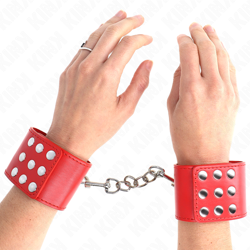 KINK WRIST RESTRAINT Appui-Poignets Bouton-Pression Rouge Réglable 19-24 Cm X ... - Aura Intime