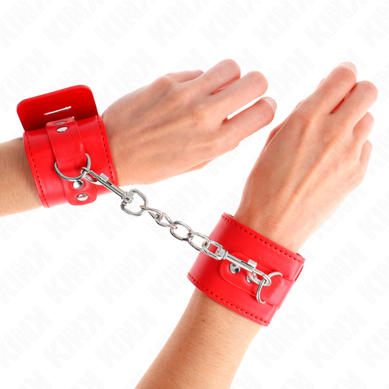 KINK WRIST RESTRAINT Appui-Poignets Fermeture Par Cadenas Rouge Ajustable 16-2... - Aura Intime