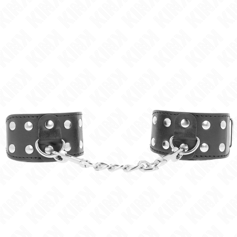 KINK WRIST RESTRAINT Bracelets Double Ligne Clous Réglables Noir — vue détaillée