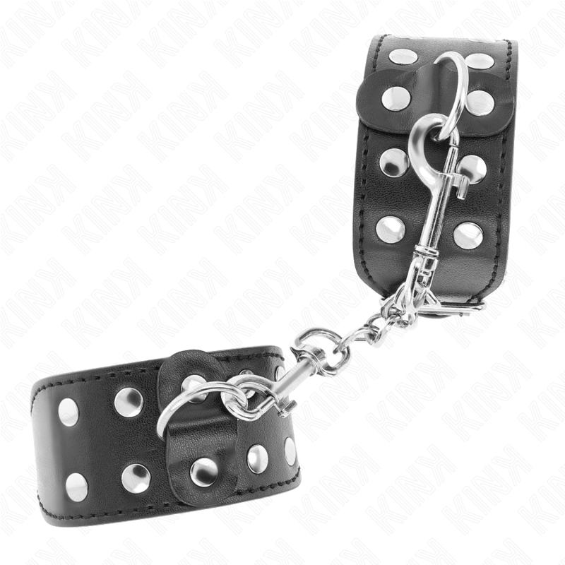 KINK WRIST RESTRAINT Bracelets Double Ligne Clous Réglables Noir — vue alternative