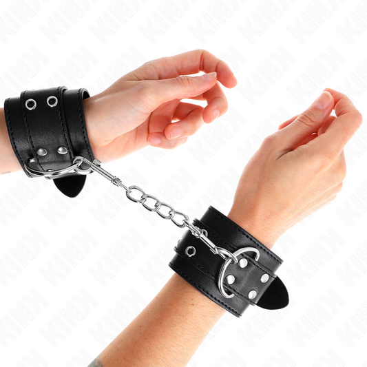 KINK WRIST RESTRAINT Appui-Poignets Double Boucle Noir Ajustable 19-26 Cm - Aura Intime