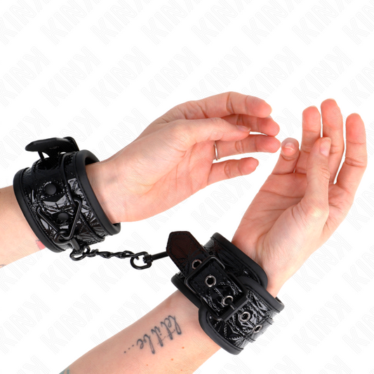 KINK WRIST RESTRAINT Appui-Poignets Motif Diamant Noir Ajustable 17-26 Cm X 5,... - Aura Intime