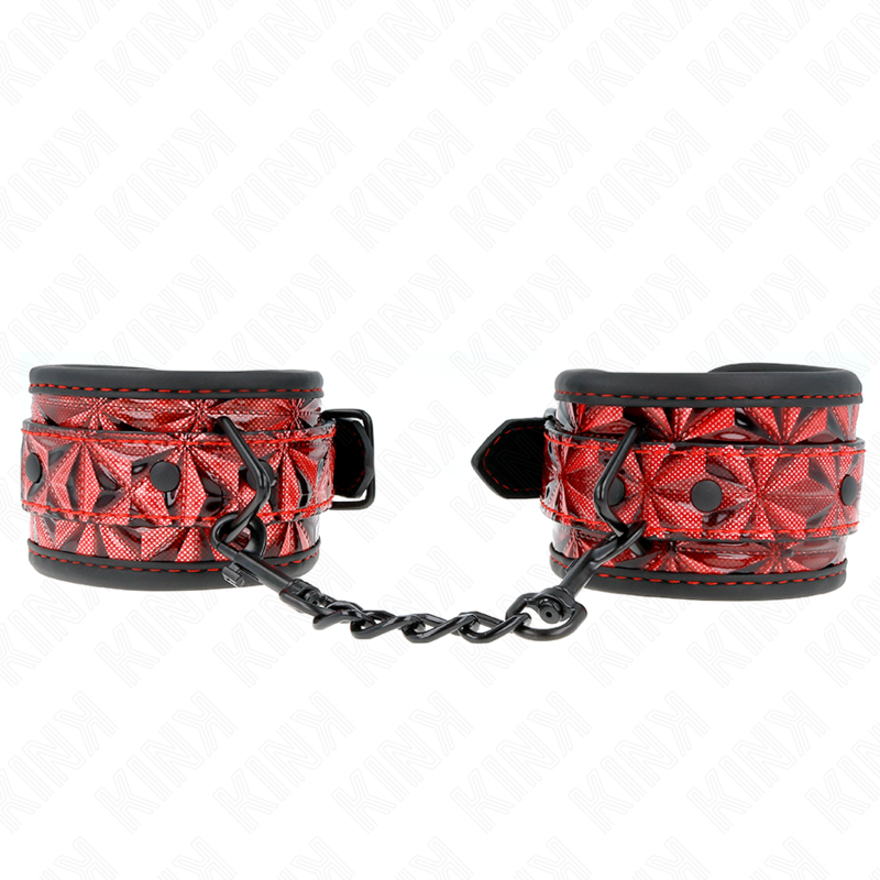 KINK WRIST RESTRAINT Appui-Poignets Motif Diamant Rouge Foncé Réglable 17-26 C... — vue détaillée