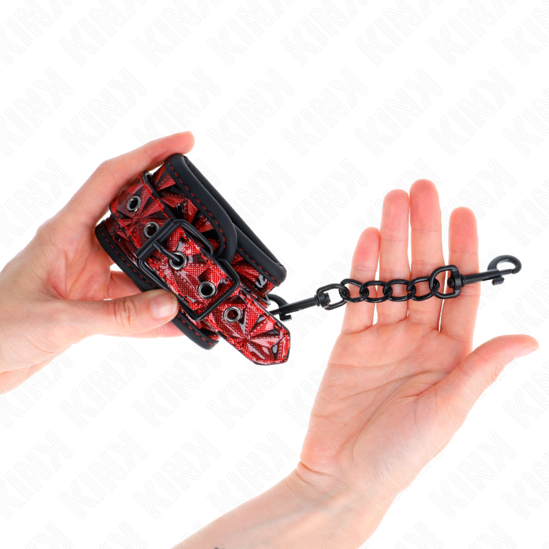KINK WRIST RESTRAINT Appui-Poignets Motif Diamant Rouge Foncé Réglable 17-26 C... — vue arrière