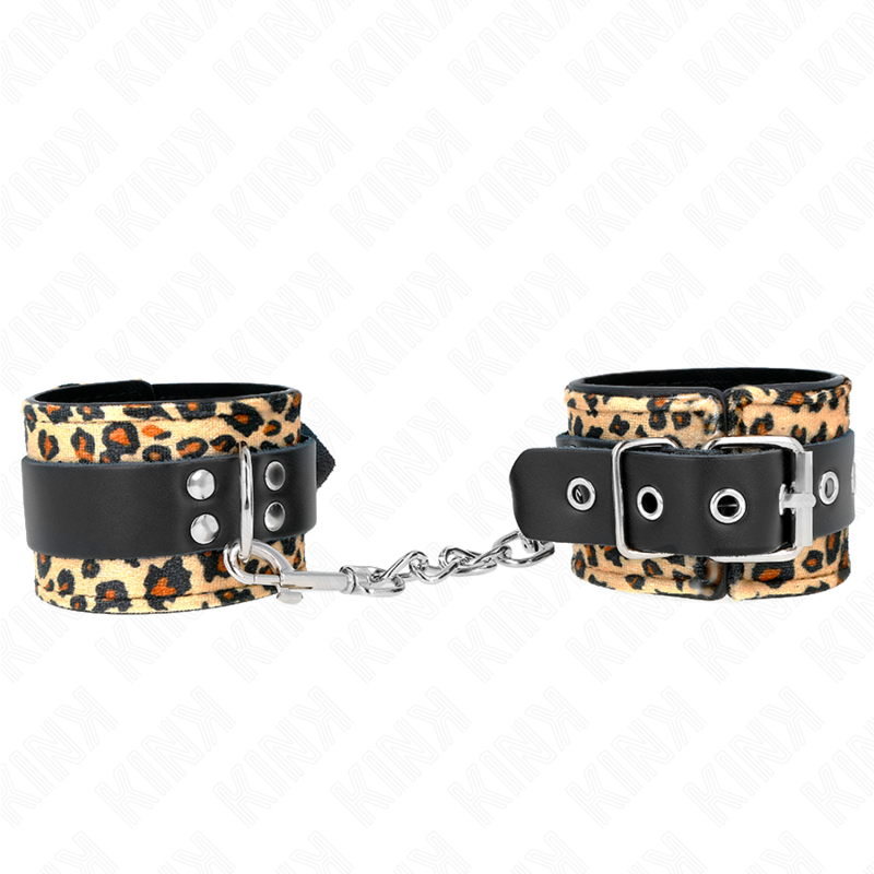 KINK WRIST RESTRAINT Retenue-Poignet Cuir Vrai Léopard Réglable 18-29 Cm X 5,5 Cm — vue détaillée
