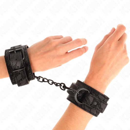 KINK WRIST RESTRAINT Poignets Recouverts Dentelle Foncée Réglable Noir 19-26 Cm - Aura Intime