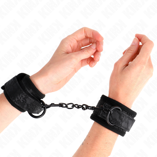 KINK WRIST RESTRAINT Poignets Recouverts Dentelle Foncée Néoprène Ajustable No... - Aura Intime