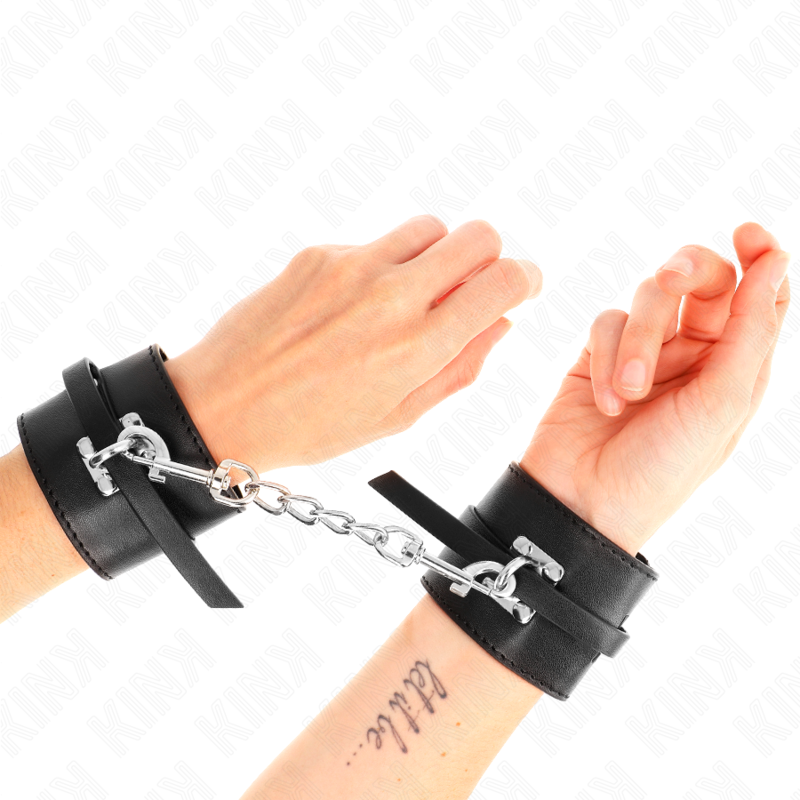 KINK WRIST RESTRAINT Appui-Poignets Verrouillables Deluxe Noir Ajustable 14,5-... - Aura Intime