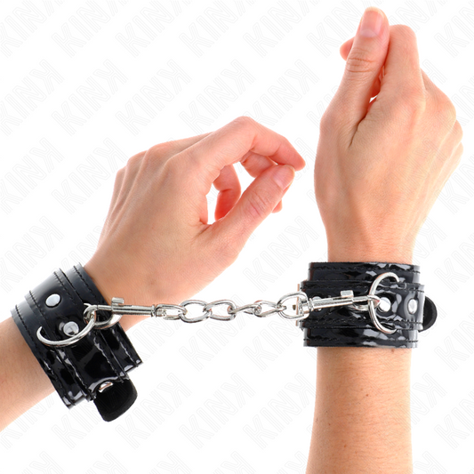 KINK WRIST RESTRAINT Poignets Néoprène Brillant Ajustables 17-24 Cm X 4,5 Cm - Aura Intime