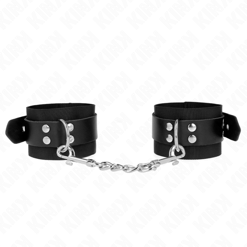 KINK WRIST RESTRAINT Appui-Poignets Nylon Noir Ceinture Cuir Noir Ajustable 19... — vue détaillée