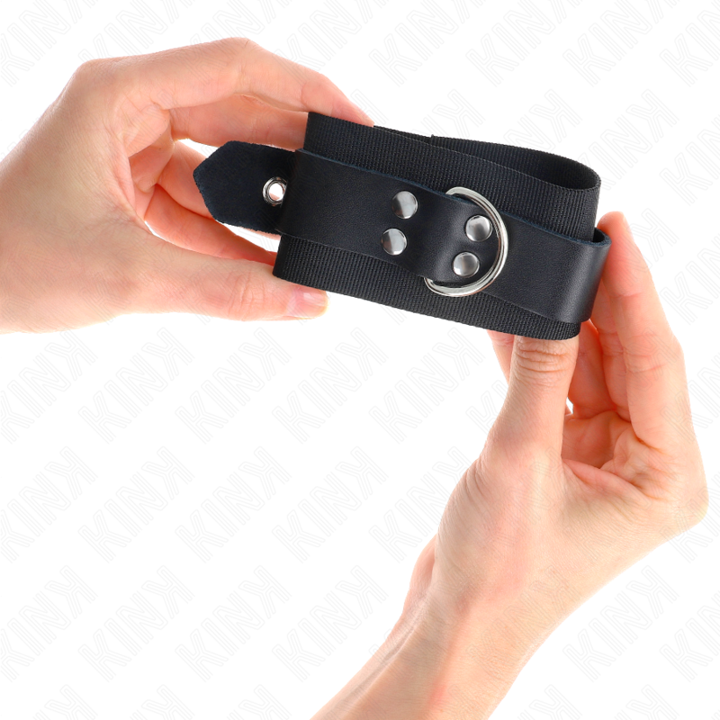 KINK WRIST RESTRAINT Appui-Poignets Nylon Noir Ceinture Cuir Noir Ajustable 19... — vue arrière