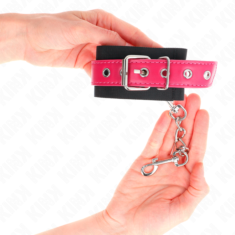 KINK WRIST RESTRAINT Appui-Poignets Nylon Noir Ceinture Cuirette Rose Frambois... — vue arrière