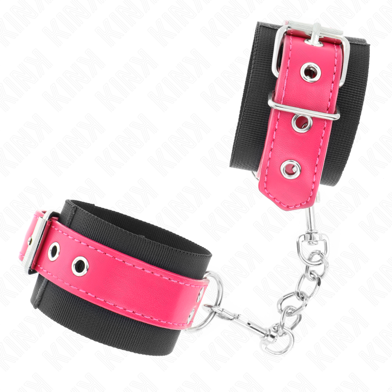 KINK WRIST RESTRAINT Appui-Poignets Nylon Noir Ceinture Cuirette Rose Frambois... — vue alternative