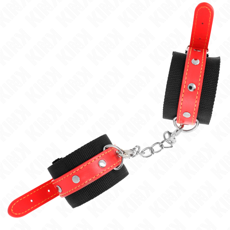 KINK WRIST RESTRAINT Appui-Poignets Nylon Noir Cuir Rouge Ajustable 19-24 Cm X... — vue alternative