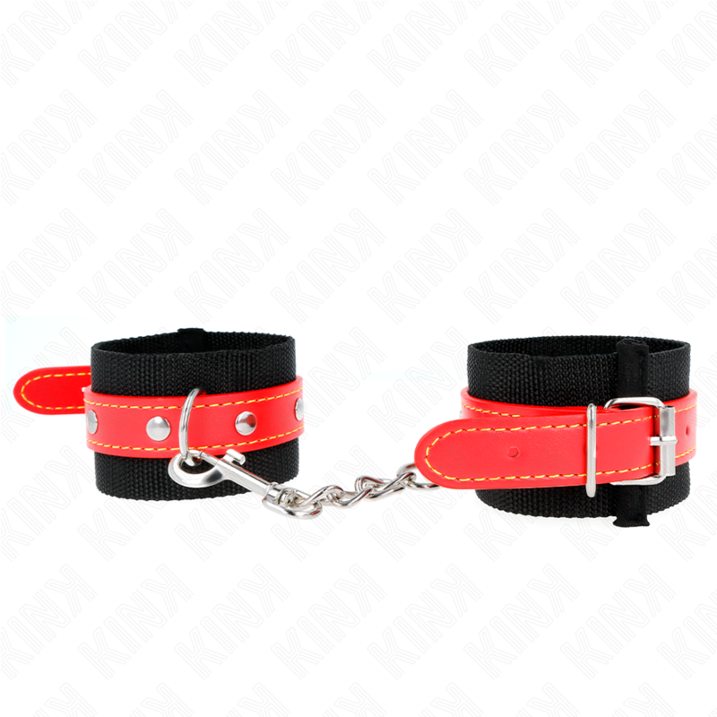 KINK WRIST RESTRAINT Appui-Poignets Nylon Noir Cuir Rouge Ajustable 19-24 Cm X... — vue détaillée