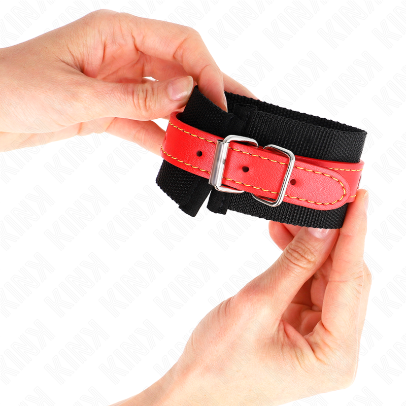 KINK WRIST RESTRAINT Appui-Poignets Nylon Noir Cuir Rouge Ajustable 19-24 Cm X... — vue arrière