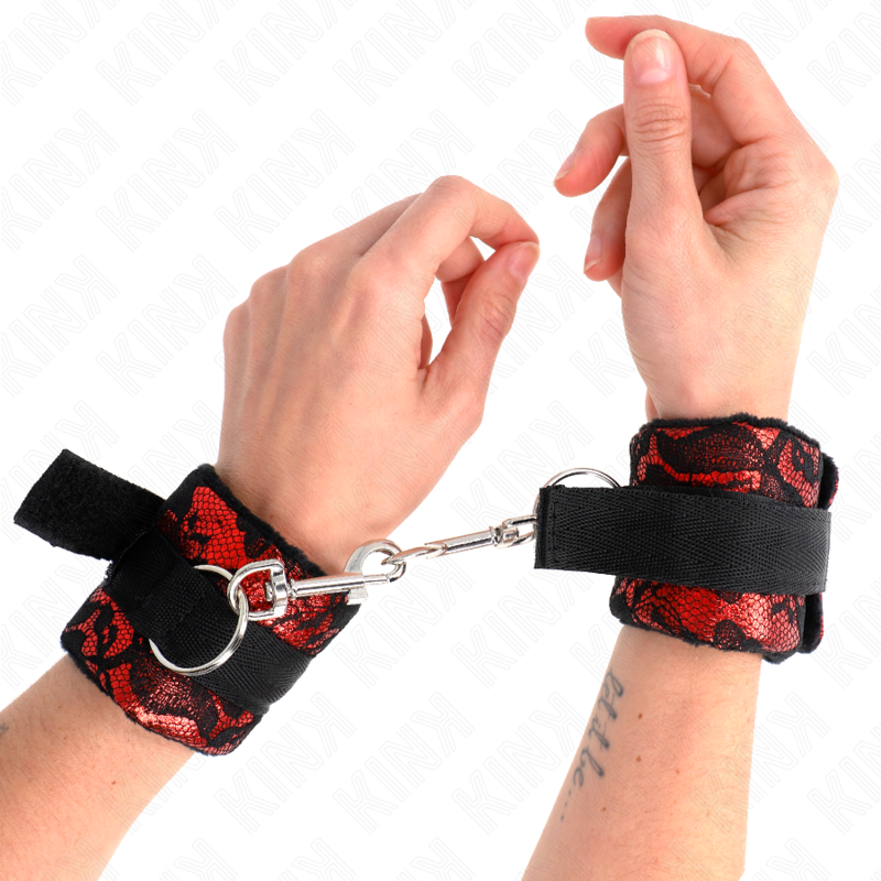 KINK WRIST RESTRAINT Retenues Poignets Scandal Rouge-Noir - Aura Intime