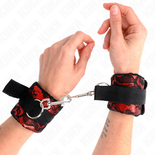 KINK WRIST RESTRAINT Retenues Poignets Scandal Rouge-Noir - Aura Intime