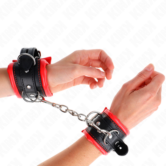 KINK WRIST RESTRAINT Appui-Poignets Lourds Doublés Fourrure Rouge Ajustables 2... - Aura Intime