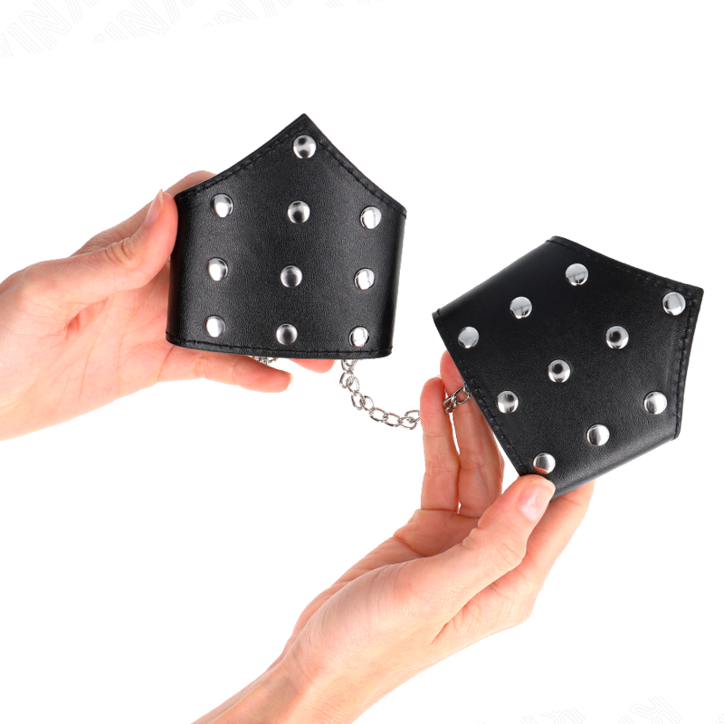 KINK WRIST RESTRAINT Bracelets Style Point Noir Chaîne Réglable 17-23 Cm X 8,5 Cm — vue arrière