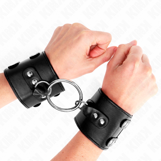 KINK WRIST RESTRAINT Appui-Poignets Fixes Anneau Clous Réglables Noir 17-22 Cm... - Aura Intime