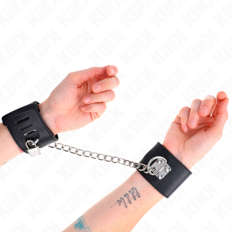 KINK WRIST RESTRAINT Appui-Poignets Fixes Chaîne 30 Cm Fermeture Par Cadenas N... - Aura Intime
