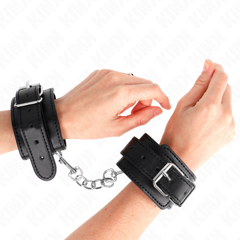 KINK WRIST RESTRAINT Appui-Poignets Fins Noir Réglable 21-33 Cm - Aura Intime
