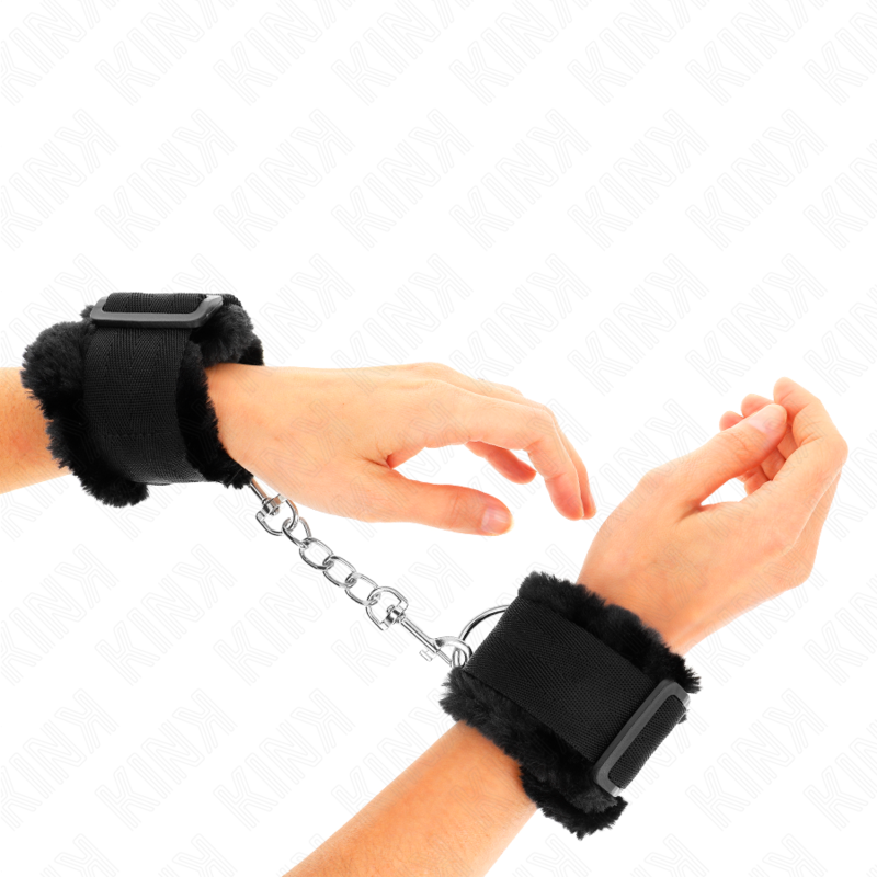 KINK WRIST RESTRAINT Appui-Poignets Doublés Fourrure Noir Ajustable 17-31 Cm X... - Aura Intime
