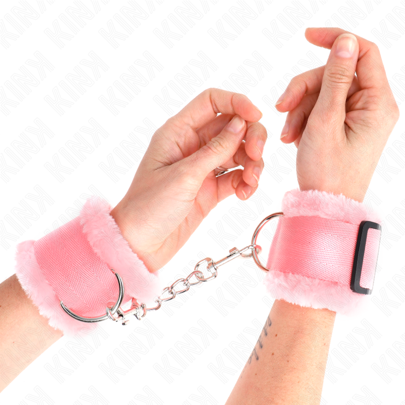 KINK WRIST RESTRAINT Appui-Poignets Doublés Fourrure Rose Réglable 17-31 Cm X ... - Aura Intime