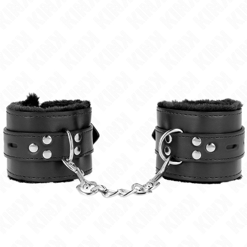 KINK WRIST RESTRAINT Appui-Poignets Doublés Fourrure Trous Carrés Noir Ceintur... — vue détaillée